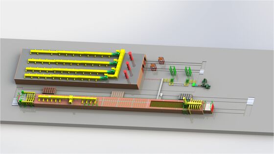 100 ila 1.200 ton/gün, kil tuğla üretimi için tünel kurutma makinesi ve tünel fırını ile tamamen otomatik kil tuğla üretim hattı